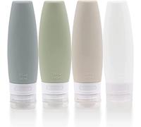 MCHERRY 4 Pcs Leakproof Silicone Travel Bottles Set - TSA Carry On Approved BPA Free - Squeezable Portable Storage Soft Reusable Bottle for Shampoo, Sunblock, Toiletries Etc (90 ml)