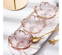 MCHERRY 6Pcs 3.3 Inch Pink Cherry Blossom Shaped Dip Bowls, Dipping Sauce Dishes, Soy Sauce Dish, Side Dish Bowls, Mini Crystal Bowl for Condiments, Appetizer, Dessert, BBQ, Sushi