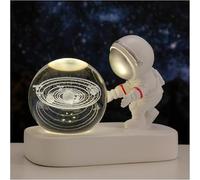 MCHERRY Astronaut Crystal Ball Night Light, 3D Galaxy Crystal Ball with LED Light Base, Night Light as a Birthday Gift for Children,Energy Class F (Solar System)