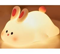 MCHERRY Rabbit Night Light for Kids, Cute Silicone lamp, Dimmable Rechargeable Bunny Nursery Night lamp, Bedside Lamp for Breastfeeding (Big Faced Rabbit)