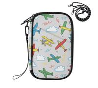 MCHIVER Airplane Cloud Gray Passport Holder for Travel Wallet