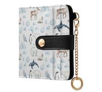 MCHIVER Arctic Polar Bear Penguin Pattern Women Wallet RFID Blocking Card Holder Wallet for Women PU Leather Zipper Coin Pocket with ID Window for Female Ladies