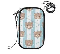 MCHIVER Bears Stripes Blue Passport Holder for Travel Family Passport Case
