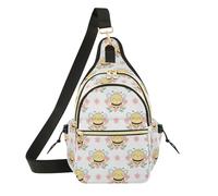 MCHIVER Bees Flowers White Pattern Sling Bag for Women Crossbody Shoulder Bag Casual Daypack Backpack with Adjustable Shoulder Strap for Travel