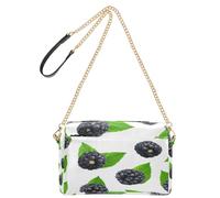 MCHIVER Blackberry Leaves White Print Leather Crossbody Bags for Women, Cross Body Bag Travel Shoulder Purse Ladies Handbags Everyday Small Purses