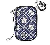 MCHIVER Boho Flowers Blue Passport Holder for Travel Family Passport Case | Water Resistant Travel Document Organizer Credit Card Clutch Bag for Women Men