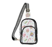 MCHIVER Candy Cupcake White Pattern Clear Sling Bag for Women Men Stadium Approved Shoulder Crossbody Backpack Casual Fanny Pack for Outdoors Shopping Festivals