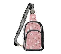 MCHIVER Cherry Blossoms Flowers Pink Pattern Clear Sling Bag Chest Bag