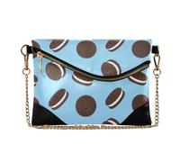 MCHIVER Chocolate Blue Pattern Clutch Purse for Women Ladies PU Leather Envelope Wallet Handbags with Chain Strap