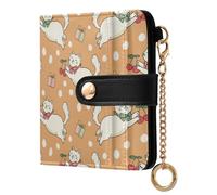 MCHIVER Cute Animals Cats Orange Pattern Women Wallet RFID Blocking Cash Credit Card Holder for Women PU Leather Bifold Purse Card Holder with ID Window for Female Ladies
