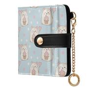 MCHIVER Cute Animals Hamsters Blue Pattern Women Wallet RFID Blocking Card Holder Wallet for Women PU Leather Bifold Purse Card Holder with ID Window for Female Ladies