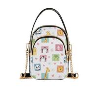 MCHIVER Cute Animals Speech Bubbles Pattern Crossbody Bag for Women Cell Phone Purse Wallet with Removable Chain Shoulder Handbag for Work Passport Phone Travel