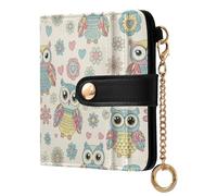 MCHIVER Cute Flowers Owls White Pattern Women Wallet RFID Blocking Credit Card Wallet for Women PU Leather Bifold Cash Zipper Coin Pocket with ID Window for Female Ladies