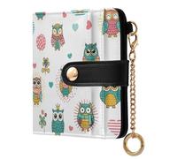 MCHIVER Cute Hearts Owls White Print Women Wallet RFID Blocking Pocket Wallet Ladies Purse for Women PU Leather Bifold Purse Card Holder with ID Window for Female Ladies