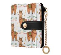 MCHIVER Cute Llamas White Pattern Women Wallet RFID Blocking Credit Card Wallet for Women PU Leather Cash Zipper Coin Pocket with ID Window for Female Ladies