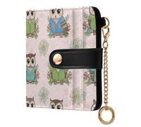 MCHIVER Cute Owls Animals Pattern Women Wallet RFID Blocking Credit Card Wallet for Women PU Leather Bifold Purse Card Holder with ID Window for Female Ladies