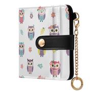 MCHIVER Cute Owls Flowers White Pattern Women Wallet RFID Blocking Card Holder Wallet for Women PU Leather Bifold Cash Zipper Coin Pocket with ID Window for Female Ladies