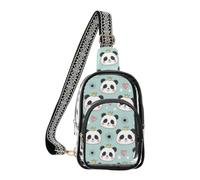 MCHIVER Cute Panda Crown Teal Pattern Clear Sling Bag Chest Bag