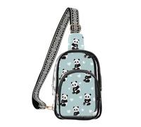 MCHIVER Cute Panda Heart Blue Pattern Clear Sling Bag Clear Chest Bag