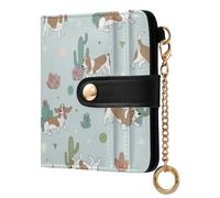 MCHIVER Cute Pets Dogs Blue Print Women Wallet RFID Blocking Credit Card Wallet for Women PU Leather Bifold Purse Card Holder with ID Window for Female Ladies