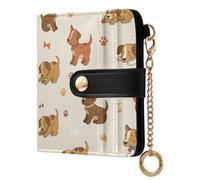 MCHIVER Cute Pets Puppies Beige Pattern Women Wallet RFID Blocking Credit Card Wallet for Women PU Leather Cash Zipper Coin Pocket with ID Window for Female Ladies