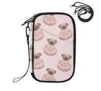 MCHIVER Cute Pug Donut Pink Passport Holder for Travel Passport Holders Bag