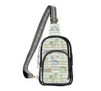 MCHIVER Dinosaurs Rainbow Green Pattern Clear Sling Bag for Women Men Stadium Approved Clear Backpack Purse Casual Fanny Pack for Sports Travel