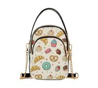MCHIVER Donut Cupcakes Beige Pattern Crossbody Bag for Women Cell Phone Purse Wallet with Removable Chain Shoulder Handbag for Travel Phone Work Passport