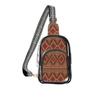 MCHIVER Ethnic Brown Print Clear Sling Bag Clear Backpack Purse