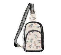 MCHIVER Fall Leaves Beige Pattern Clear Sling Bag for Women Men Stadium Approved Clear Crossbody Purse Daypack Fanny Pack for Travel