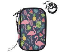 MCHIVER Flamingo Pineapple Black Passport Holder for Travel Passport Case