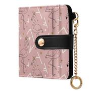 MCHIVER Flamingos Crowns Pink Pattern Women Wallet RFID Blocking Travel Wallet for Women PU Leather Bifold Cash Zipper Coin Pocket with ID Window for Female Ladies