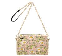 MCHIVER Fried Egg Avocado Pink Pattern Leather Crossbody Bags for Women, Cross Body Bag Ladies Handbags Everyday Shoulder Purse Travel Small Purses