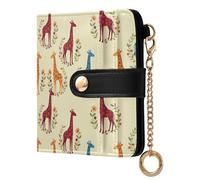MCHIVER Giraffes Flowers Yellow Pattern Women Wallet RFID Blocking Travel Wallet for Women PU Leather Bifold Purse Card Holder with ID Window for Female Ladies