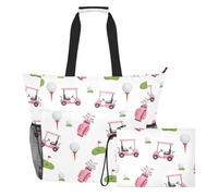MCHIVER Golf Ball White Pattern Large Beach Bag for Women Waterproof Sandproof Pool Travel Bag with Wet Pocket for Family Travel