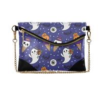 MCHIVER Halloween Ghosts Ice Cream Print Clutch Purse for Women Ladies PU Leather Envelope Purse with Chain Strap