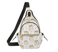 MCHIVER Hamsters Nuts White Pattern Sling Bag for Women Cross Body Chest Bag Daypack Fanny Pack with Adjustable Shoulder Strap for Camping Hiking Travel