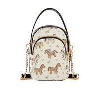 MCHIVER Horses Bows White Print Crossbody Bag for Women Cell Phone Purse Wallet with Removable Chain Shoulder Handbag for Travel Work Passport Phone