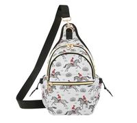 MCHIVER Horses White Pattern Sling Bag for Women Cross Body Shoulder Bag Travel Hiking Daypack with Adjustable Shoulder Strap for Travel