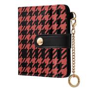 MCHIVER Houndstooth Black Pattern Women Wallet Bifold Purse Card Holder Travel Wallet with RFID Blocking PU Leather Compact Cash Credit Holder with Zipper Coin Pocket ID Window for Female Ladies
