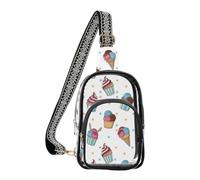 MCHIVER Ice Cream Cupcake White Pattern Clear Sling Bag Chest Bag