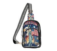 MCHIVER July Hawk Flag Blue Pattern Clear Sling Bag for Women Men Stadium Approved Crossbody Purse Casual Fanny Pack for Travel Work