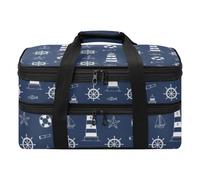 MCHIVER Lighthouse Insulated Casserole Carrier for Potlucks Beach | Thermal Cooler Carrier Bag with Dish Storage, Leakproof Lasagna Holder Bag, 20L, Fits 9" x 13" Baking Dish