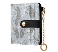 MCHIVER Magnolia Flowers Peacock Blue Pattern Women Wallet RFID Blocking Card Holder Wallet for Women PU Leather Bifold Zipper Coin Pocket with ID Window for Female Ladies