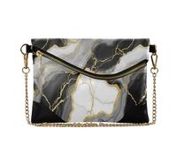 MCHIVER Marble Black Pattern Clutch Purse for Women Ladies PU Leather Crossbody Bag with Chain Strap