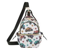 MCHIVER Monster Trucks Wheels White Pattern Sling Bag for Women Crossbody Bags Fanny Pack with Adjustable Shoulder Strap for Mom Women Wife