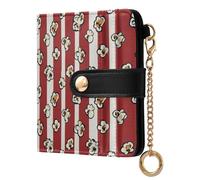 MCHIVER Movie Night Popcorn Red Pattern Women Wallet RFID Blocking Credit Card Wallet for Women PU Leather Bifold Cash Zipper Coin Pocket with ID Window for Female Ladies