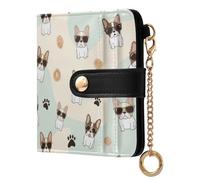 MCHIVER Pets Dogs Beige Print Women Wallet RFID Blocking Credit Card Wallet for Women PU Leather Bifold Purse Card Holder with ID Window for Female Ladies