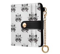 MCHIVER Raccoon Star White Pattern Women Wallet RFID Blocking Credit Card Wallet for Women PU Leather Bifold Cash Zipper Coin Pocket with ID Window for Female Ladies