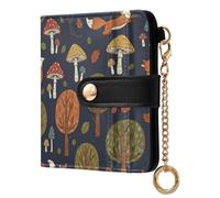 MCHIVER Retro Tree Fox Blue Pattern Women Wallet RFID Blocking Card Holder Wallet for Women PU Leather Bifold Purse Card Holder with ID Window for Female Ladies